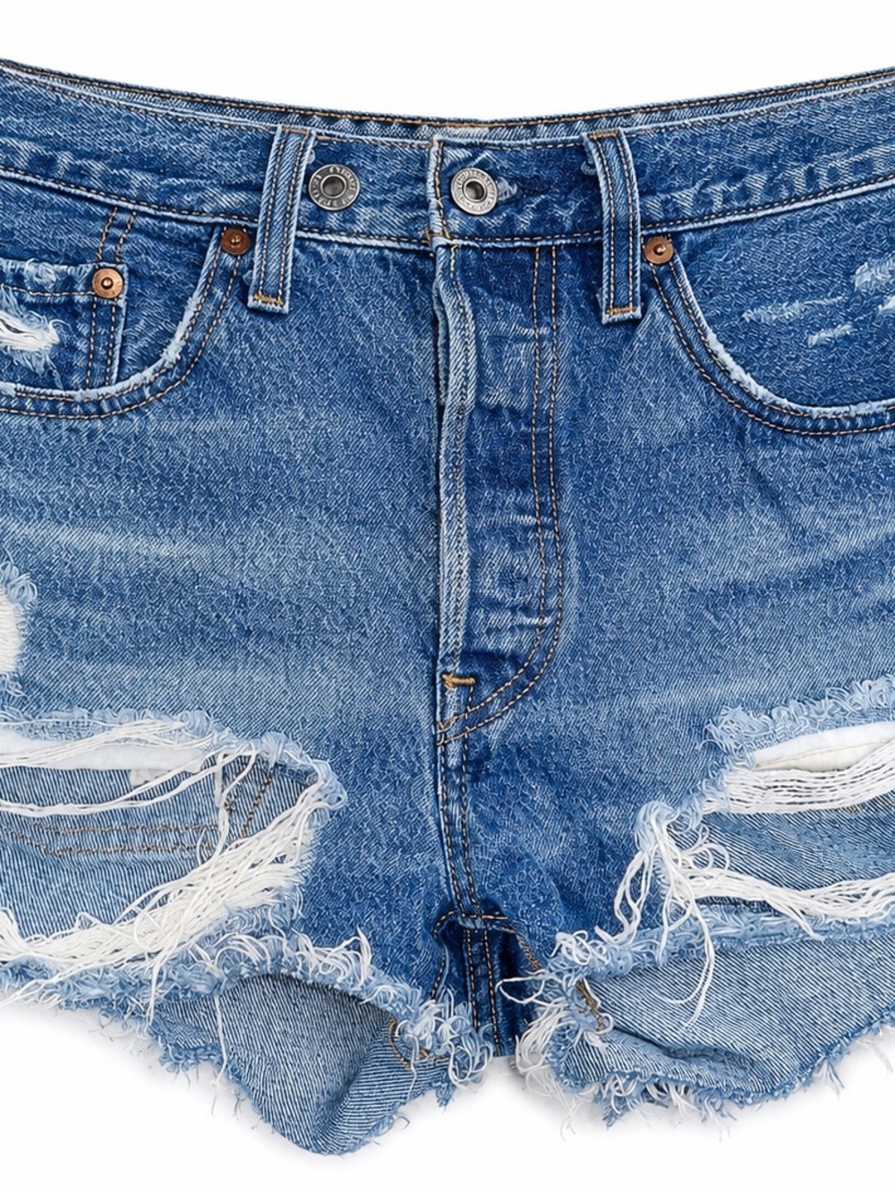 Levi's Light Blue Ripped Denim Cutoff Shorts